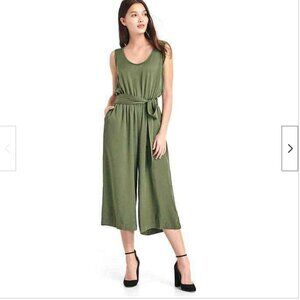 Gap Drapey Twill Culotte Jumpsuit Walden Green Olive Green Size Small